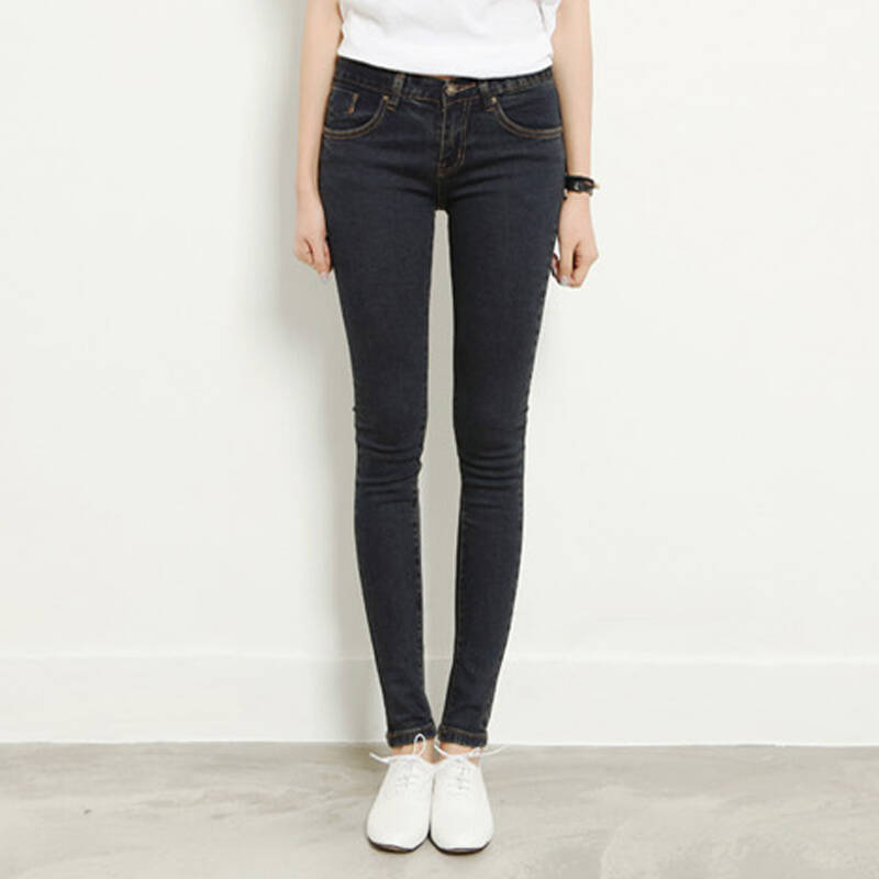 薇洛依2014夏季新款韩版修身复古显瘦弹力铅笔小脚牛仔裤 黑色 27