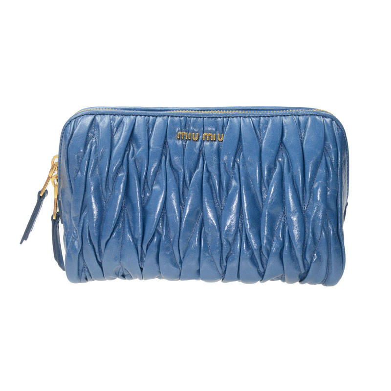 缪缪miumiu女士蓝色牛皮手拿包5n1799 qi9 f0285