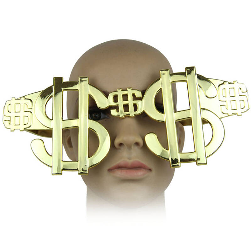 化装舞会 搞怪装扮用品 超大滑稽钱币眼镜 美元眼镜 银色