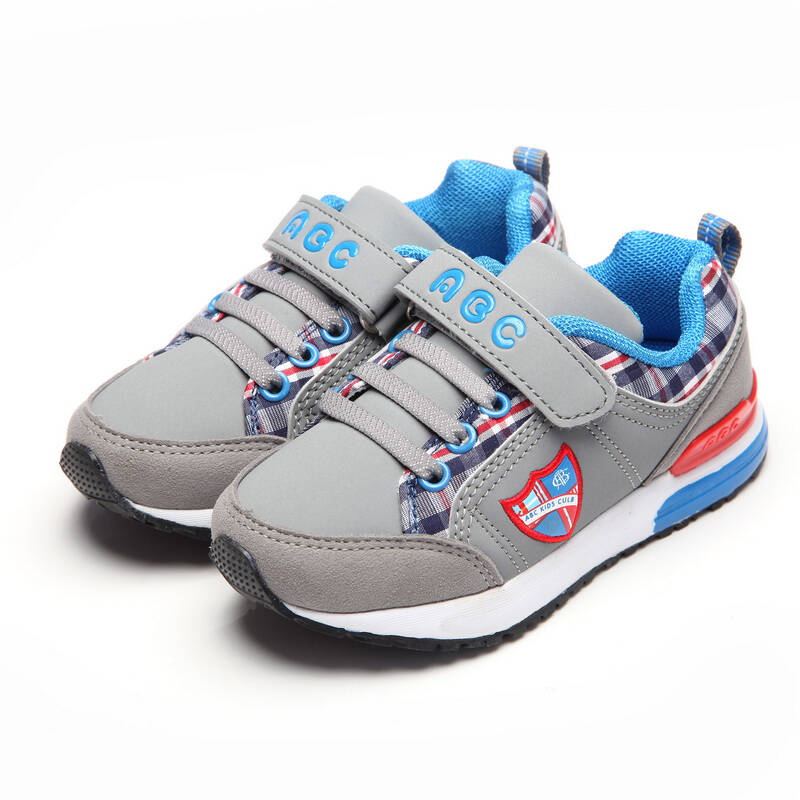 abc童鞋男童鞋2013新款防滑魔术贴休闲运动鞋 中灰/宝蓝 29码/(内长