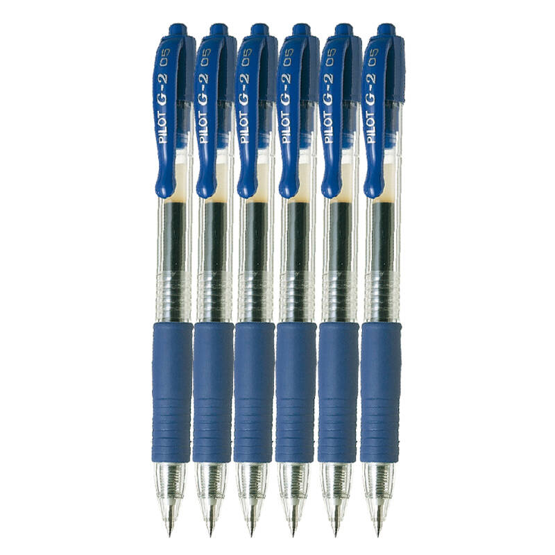 百乐(pilot)中性笔bl-g2-5签字笔0.5mm学生用笔 按制啫喱笔 6支装蓝色