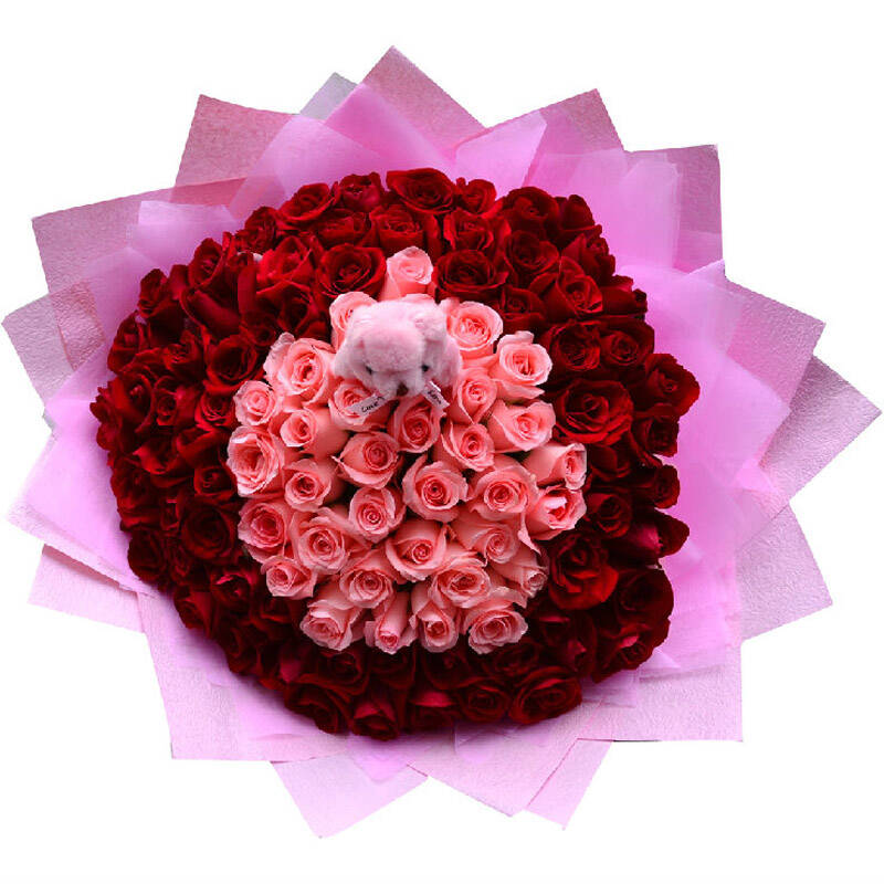 99朵精品玫瑰红玫瑰粉玫瑰全国市区生日祝福爱情上海广州北京同城送