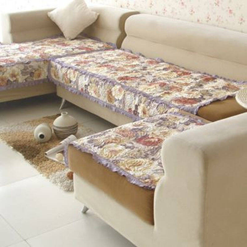 沙发垫 绗缝田园布艺贵妃沙发双人坐垫 90*150cm 幸福花朵