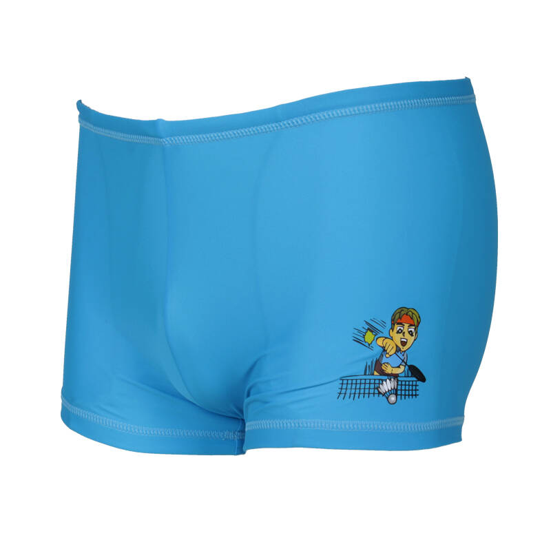 英发新款可爱卡通人物印花儿童泳裤男童平角游泳裤 -1浅蓝 xl