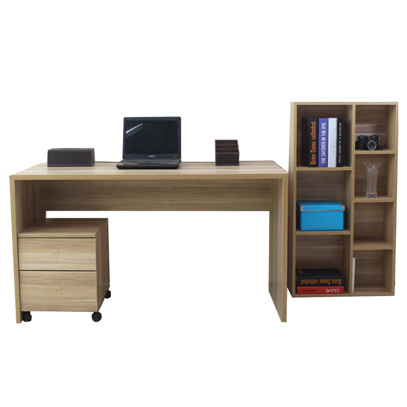 菲莱雅 电脑桌 简易台式抽屉组合电脑桌柜 浅胡桃色 1.4米