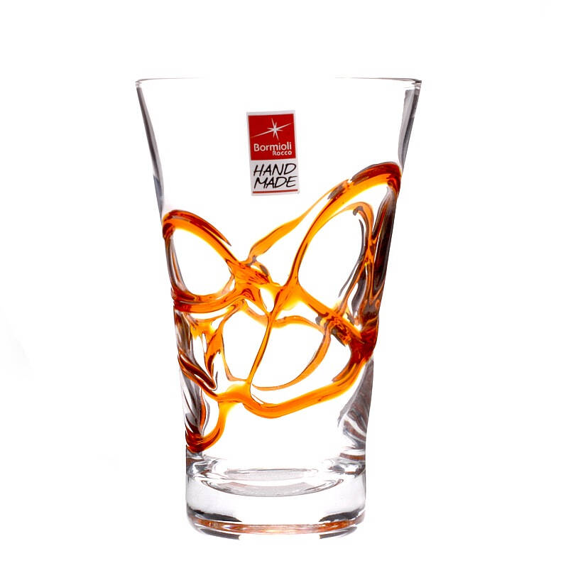 波米欧利(bormioli) 橙色玻璃水杯 赛若莱卡手工缠丝海波杯 380ml 1.