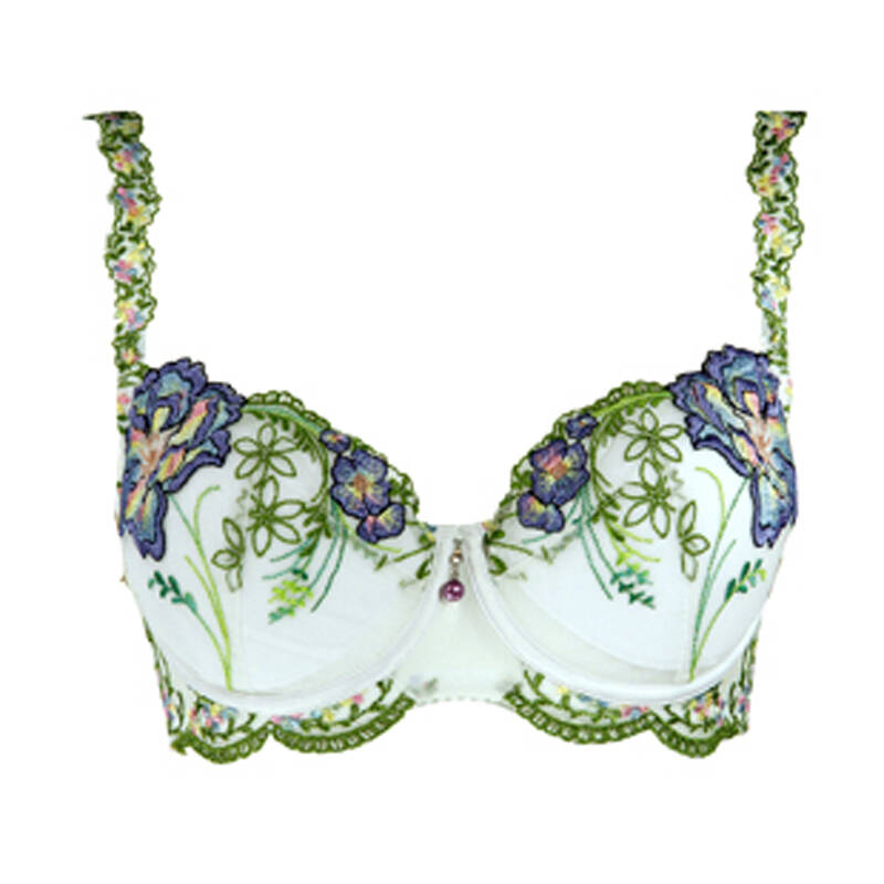 桑扶兰新薄款性感刺绣花朵聚拢文胸内衣胸罩 akb03 乳白 80a