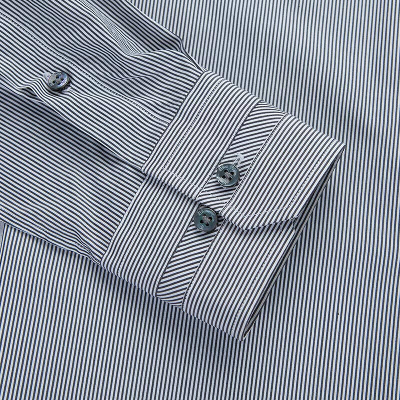 蓝河blueriver商务正装绅士条纹衬衫男长袖衬衣纯棉修身男装潮 gdx