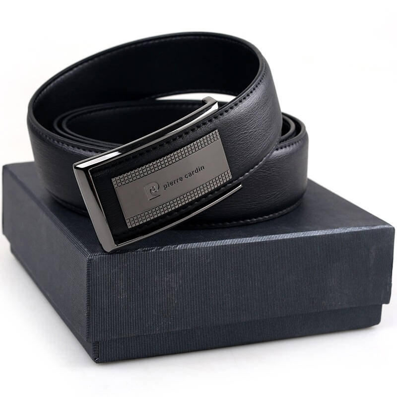 皮尔卡丹pierrecardin 男士牛皮板扣皮带824j1069-798i20黑色 自营