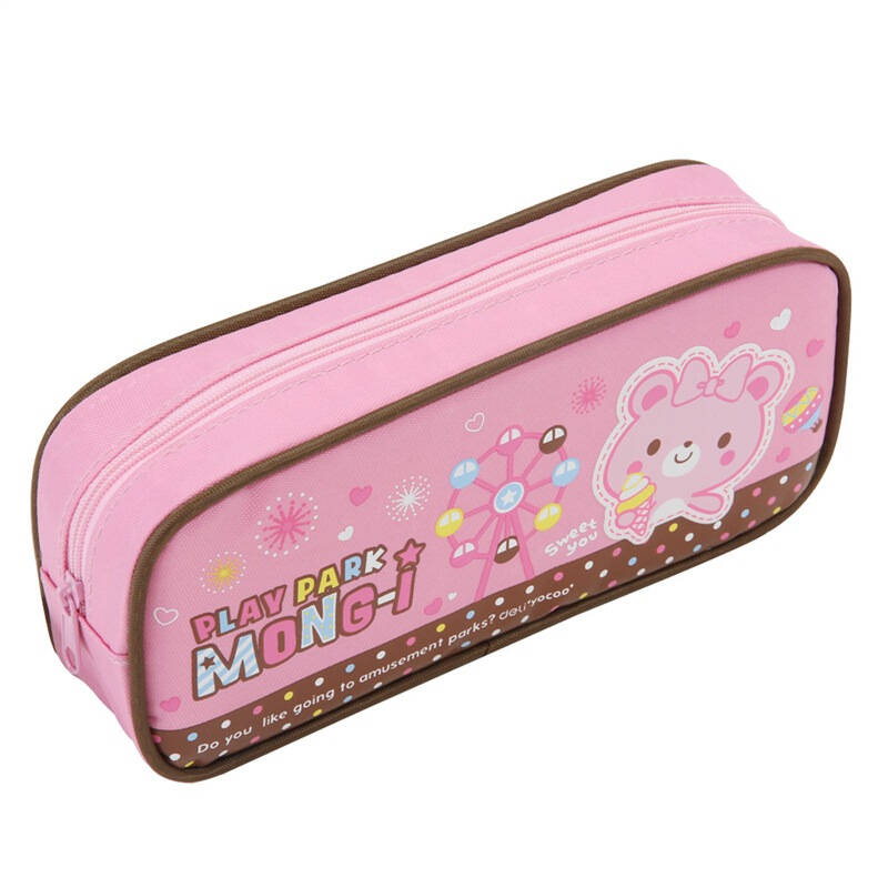 得力(deli) 3061 可爱小熊学生笔袋 浅红