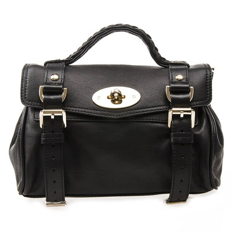 mulberry 玛百莉女士mini alexa黑色时尚水牛皮手提单肩