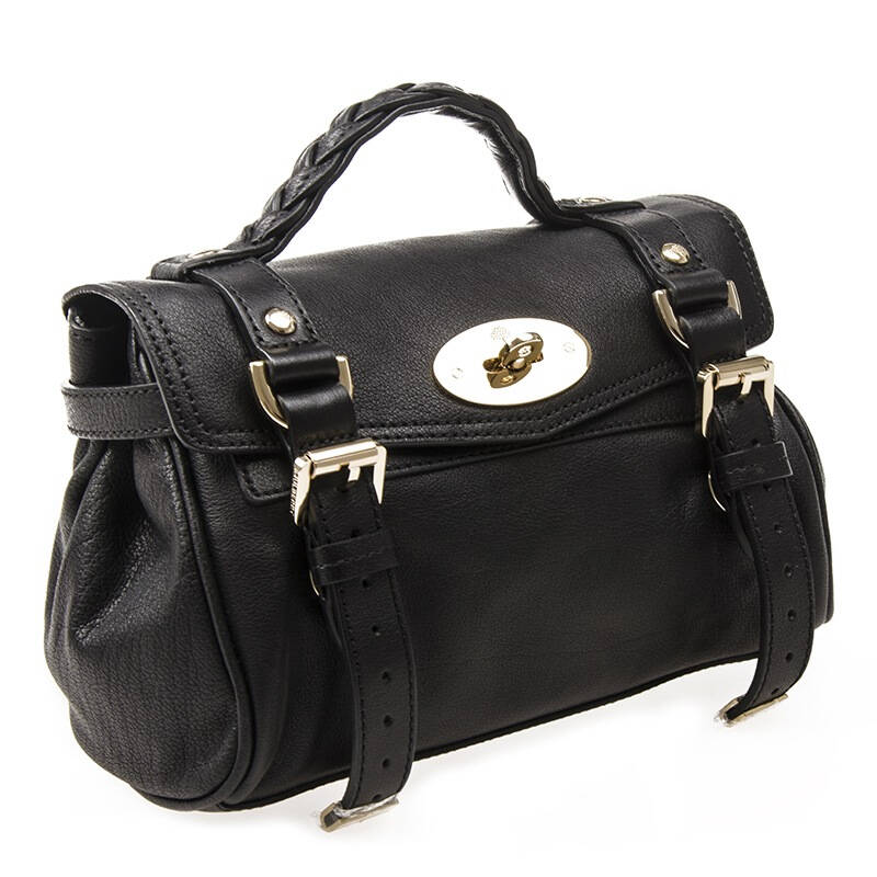 mulberry 玛百莉女士mini alexa黑色时尚水牛皮手提单肩