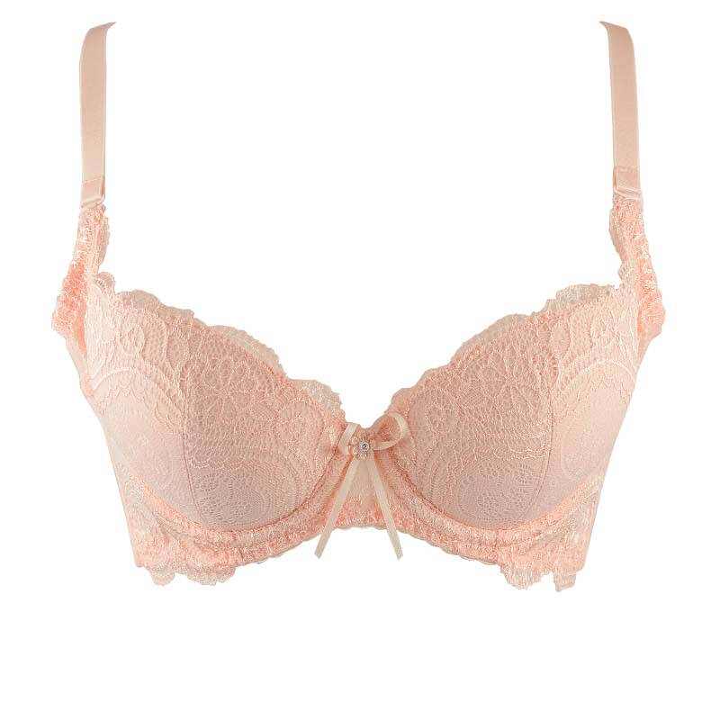 aidaini 蕾丝花边内衣聚拢调整型带插片文胸罩ad1370 玉色 36/80a