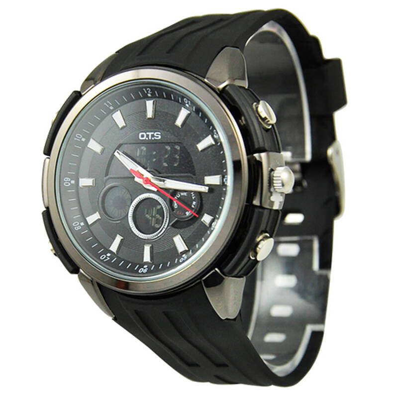 奥迪斯(ots)电子表 多功能进口机芯户外运动防水表 男表 8131 黑色