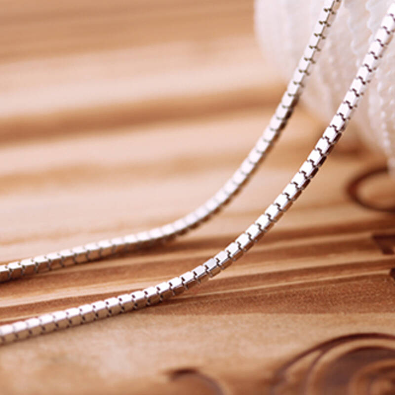 阿西洛925银项链女款时尚银链子盒仔链锁骨链配链 40cm