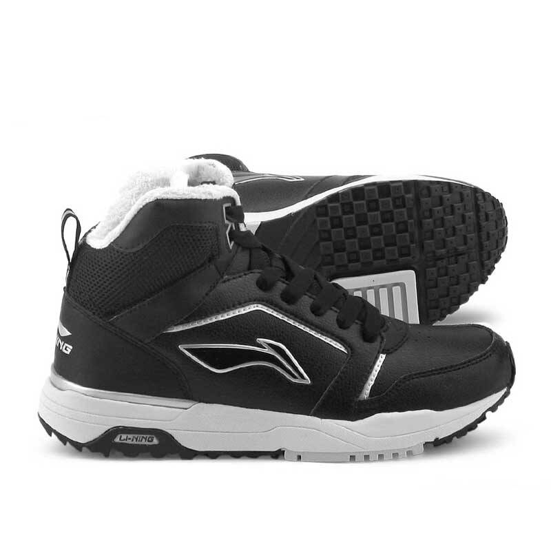 李宁/lining 男子秋冬复古跑步鞋 高帮保暖棉鞋 arcf047-3 黑色 39
