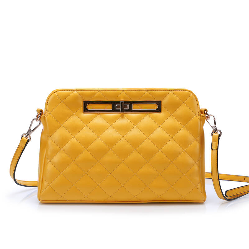 exull依思q夏季新款 甜美菱格淑女斜跨单肩包13332217 黄色 均码