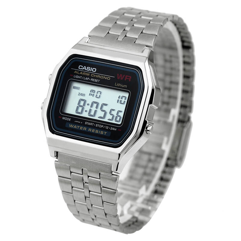 casio 卡西欧 复古数字钢带手表男士手表 a-159w a-159wa-n1df黑色