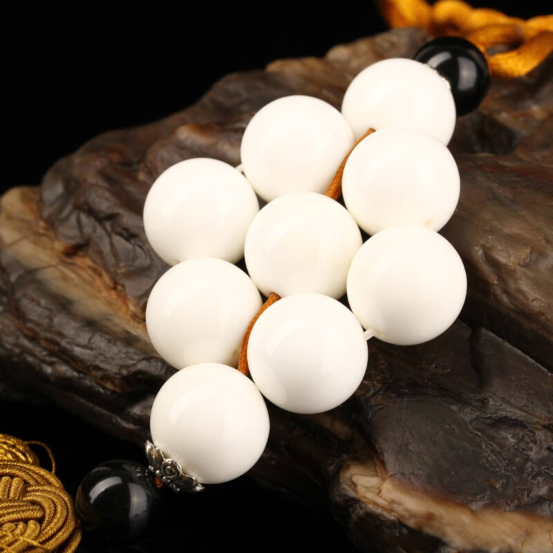 一生一石 汽车挂件 佛韵禅心天然白砗磲挂件16mm九连珠附证书