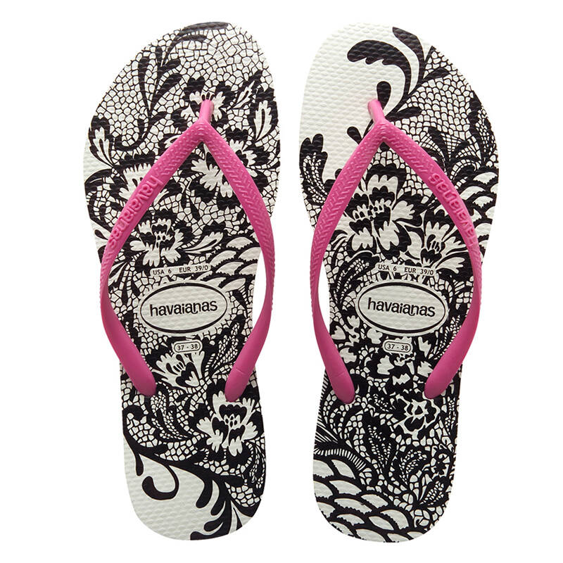哈瓦那havaianas女鞋 女式潮流涂鸦凉拖鞋人字拖 pink4122898 美国11