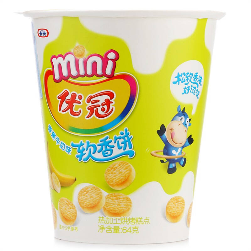 优冠mini香蕉牛奶味软香饼64g