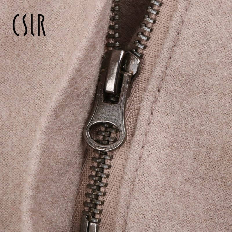 cslr城市俪人 2014春夏女装时尚系带相拼皮料修身羊毛大衣 90#灰杏 s