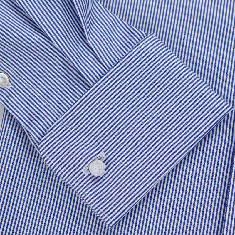 蓝河blueriver商务休闲时尚条纹男士长袖衬衫韩版修身纯棉男装衬衣 bd