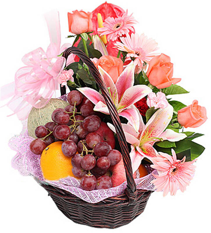 鲜花速递武汉北京上海深圳成都 水果花篮 欣情探望