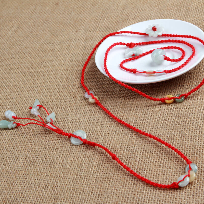 婧茹 开光天然翡翠玉石a货红绳本命年腰链 2.4腰围