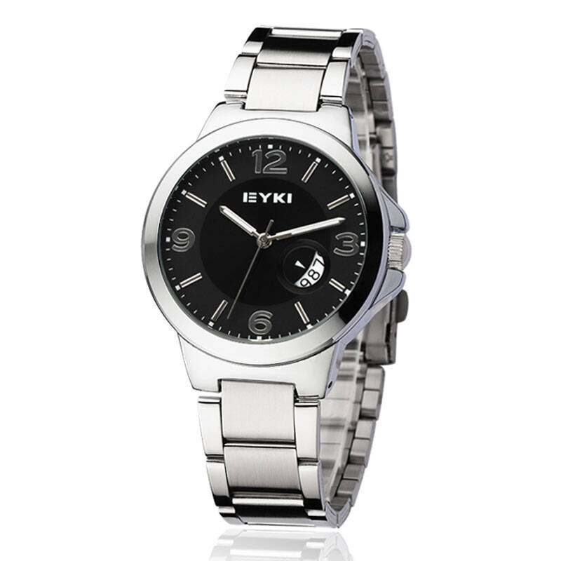 艾奇(eyki)韩国时尚防水手表男士表 多功能带历钢带男士手表腕表 eet