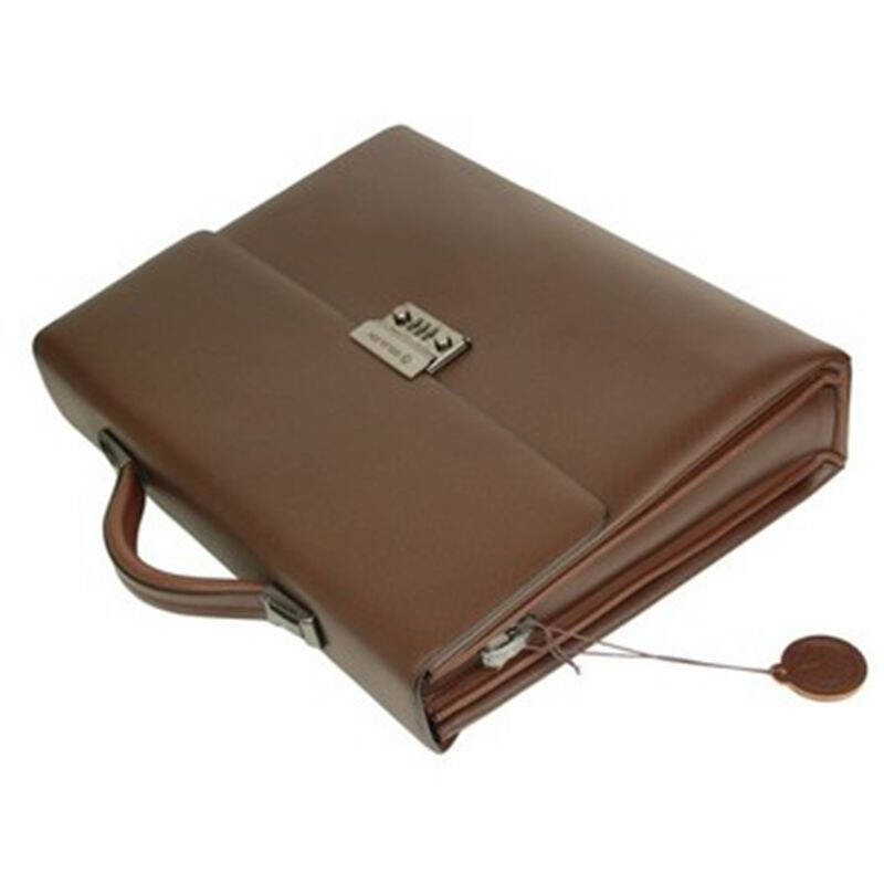 金利来男包 男式牛皮密码锁手提单肩包公文包 啡色