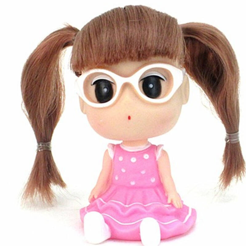 石家垫 超萌迷糊娃娃摇头公仔车饰用品摆件 粉色