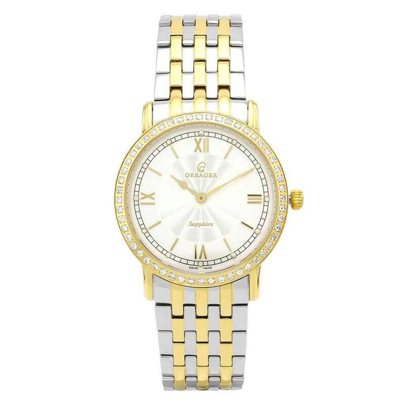 oreager欧雷格瑞士手表原装进口石英机芯爪镶锆石超薄钢