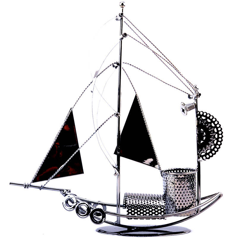 翻旧事 铁质工艺船笔筒 摆件金属工艺礼品装饰品家居办公装饰摆件 0 1