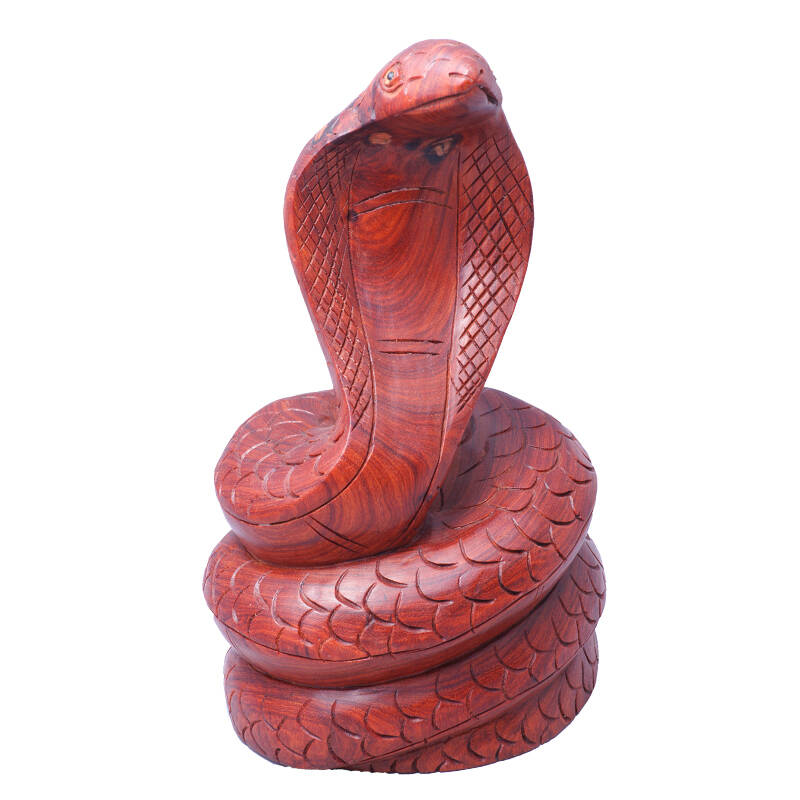 和卉堂 红木雕刻蛇摆件 十二生肖 蛇年吉祥物 招财家居工艺品装饰