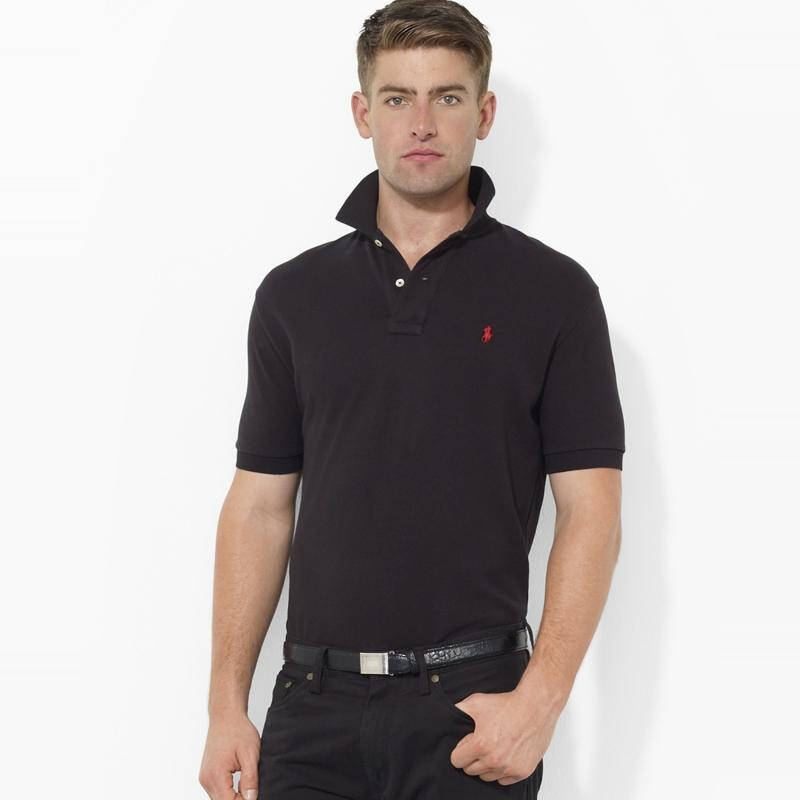 拉夫劳伦马球 polo by ralph lauren 男式短袖polo衫 black with red
