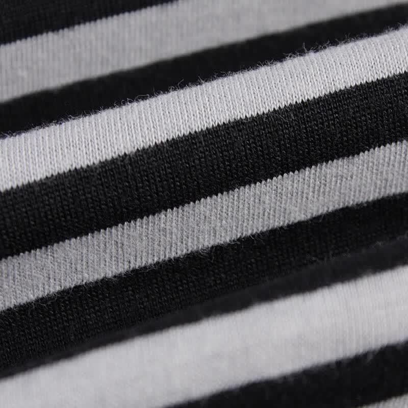 威尔 2014夏季新款海魂衫 海军衫国货复古短袖t恤条纹dt053 黑灰条纹