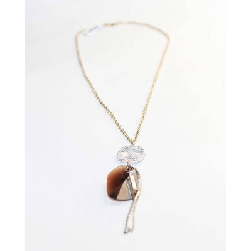 banana republic 香蕉共和国 女士金属链条水钻合金项链 棕色 f