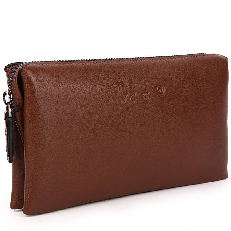 万里马(wanlima) 男士手包 头层牛皮手抓包 1100236009941啡色