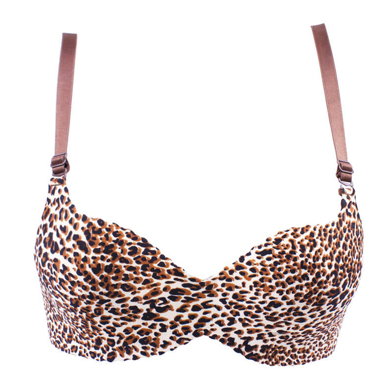 超值特价 orangesun 时尚款少女性感光面一片式内衣无痕聚拢文胸 豹纹