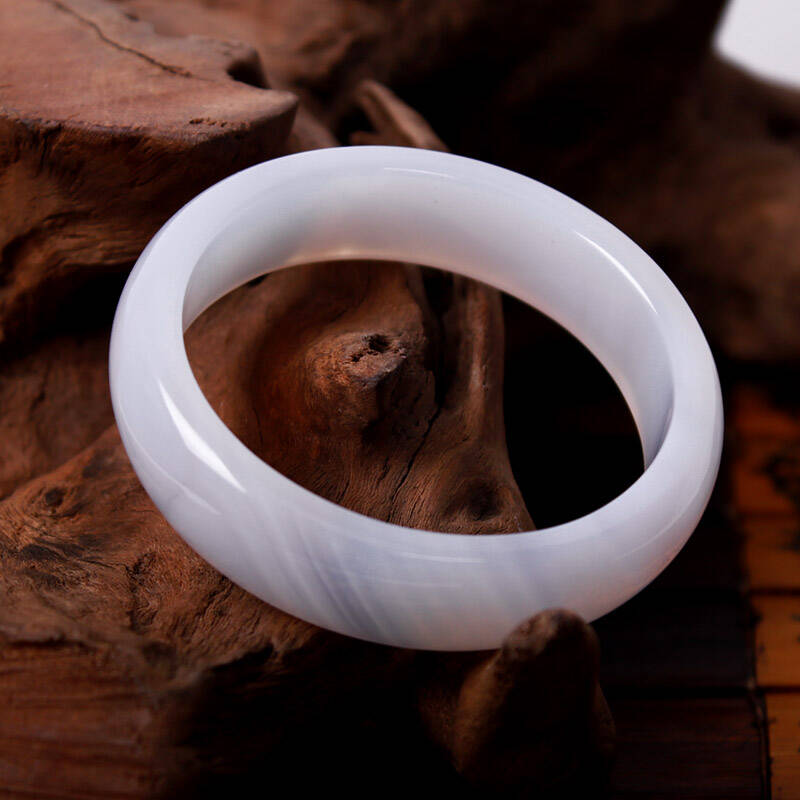 映时珠宝 天然冰种白玉髓手镯 冰清玉洁 附国家珠宝检测证书夏季女士