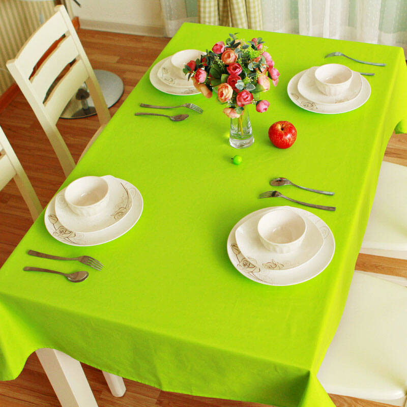 锦色华年青果绿纯棉布艺餐桌布 台布 茶几布 绿色 140*240cm