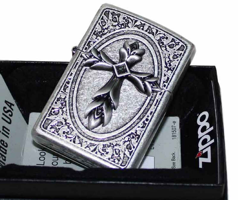 【五月大促】zippo 打火机 黑冰双面皇冠水晶祈祷 十字架