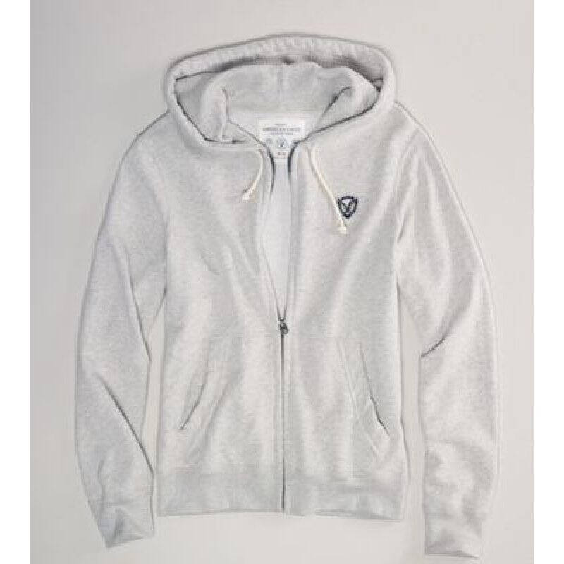american eagle 男士灰色连帽长袖拉链纯色卫衣 灰色 m