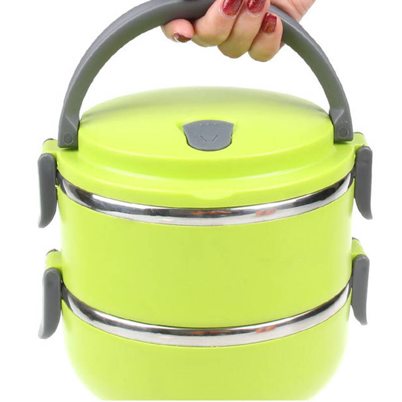 不锈钢保温饭盒 双层便当盒 创意可爱学生餐盒 蓝色双层