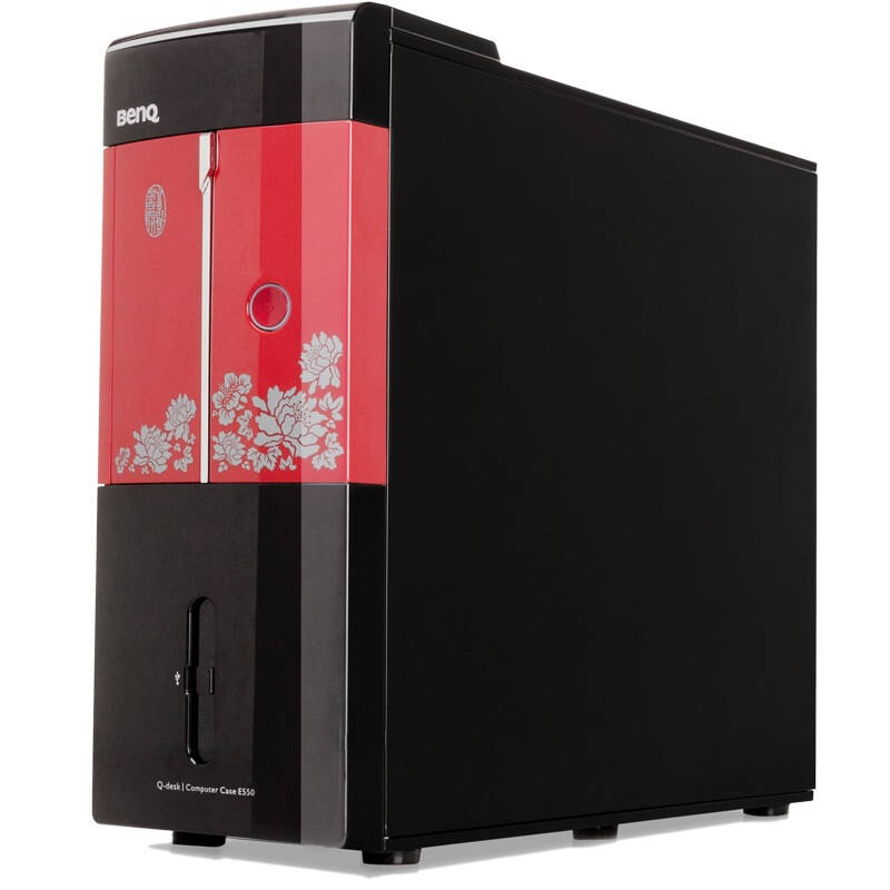 明基(benq) e600中塔式电脑机箱 花开富贵系列 红黑色中国风