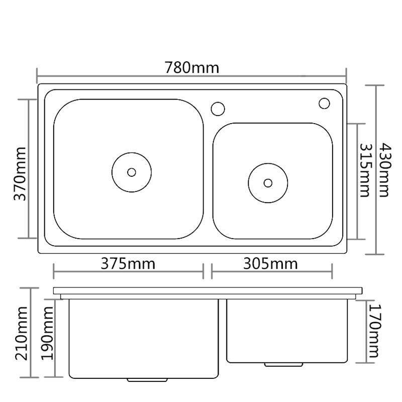 卡贝usu 304加厚 不锈钢 厨房双槽水龙头套餐 抗菌洗菜盆水槽