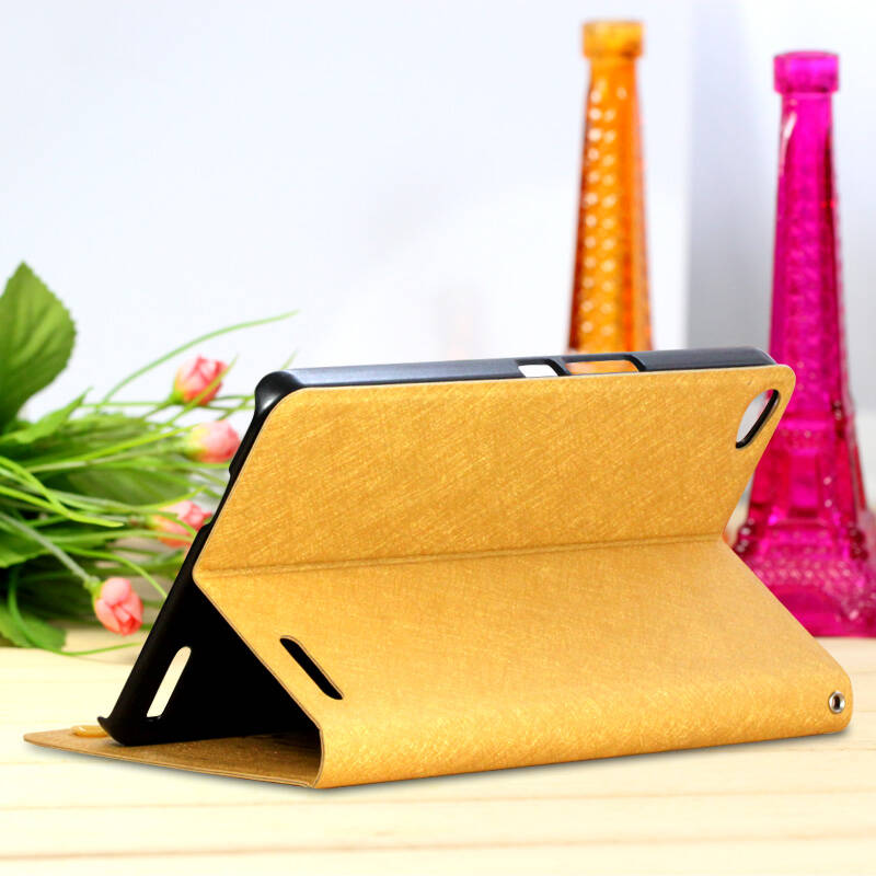 西马龙 高档蚕丝纹皮套保护套 适用于华为荣耀x1 土豪金