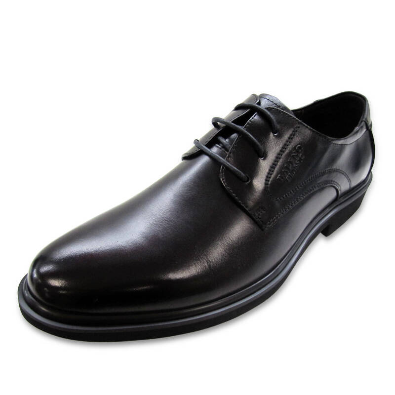 宾奴新款经典英伦商务皮鞋 正装牛皮男鞋433980537黑色 黑色 40