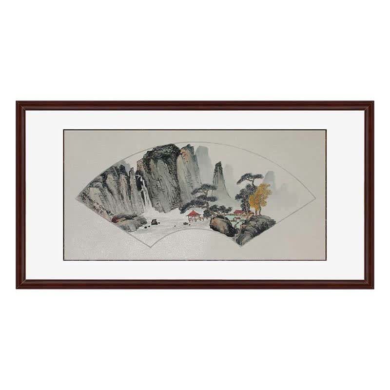锦翰堂 手绘国画字画书画有框画 山水扇形《秋意》95*50cm 精致装裱
